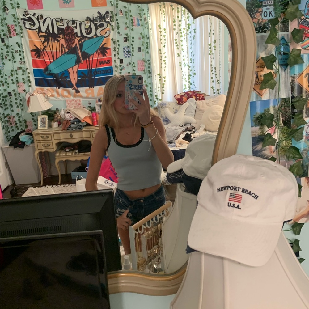 brandy melville blue laced tank top